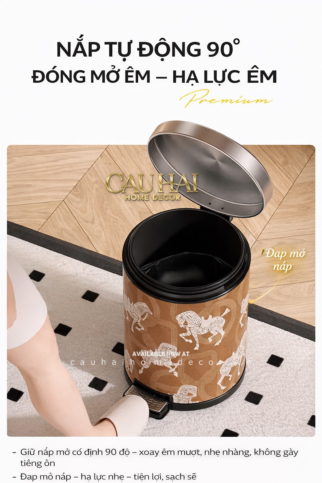 Thùng Rác Da Les Cavaliers Blancs Impériaux 14L - Vert Up-Thùng Rác-Đối tác tại Trung Quốc theo từng đơn đặt hàng-CẬU HAI HOME DECOR