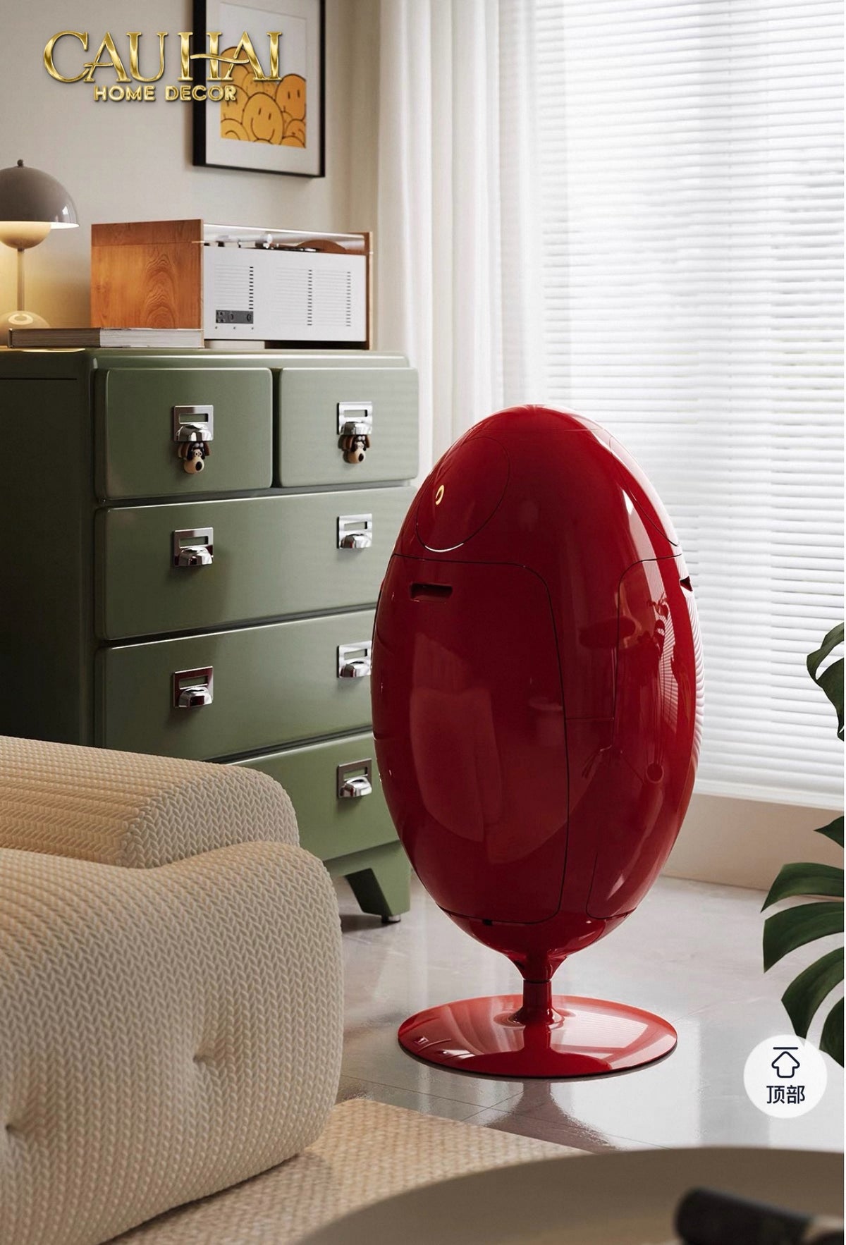 Thùng Rác Đa Năng Dinosaur Red Egg - Modern-Thùng Rác-Đối tác tại Trung Quốc theo từng đơn đặt hàng-CẬU HAI HOME DECOR