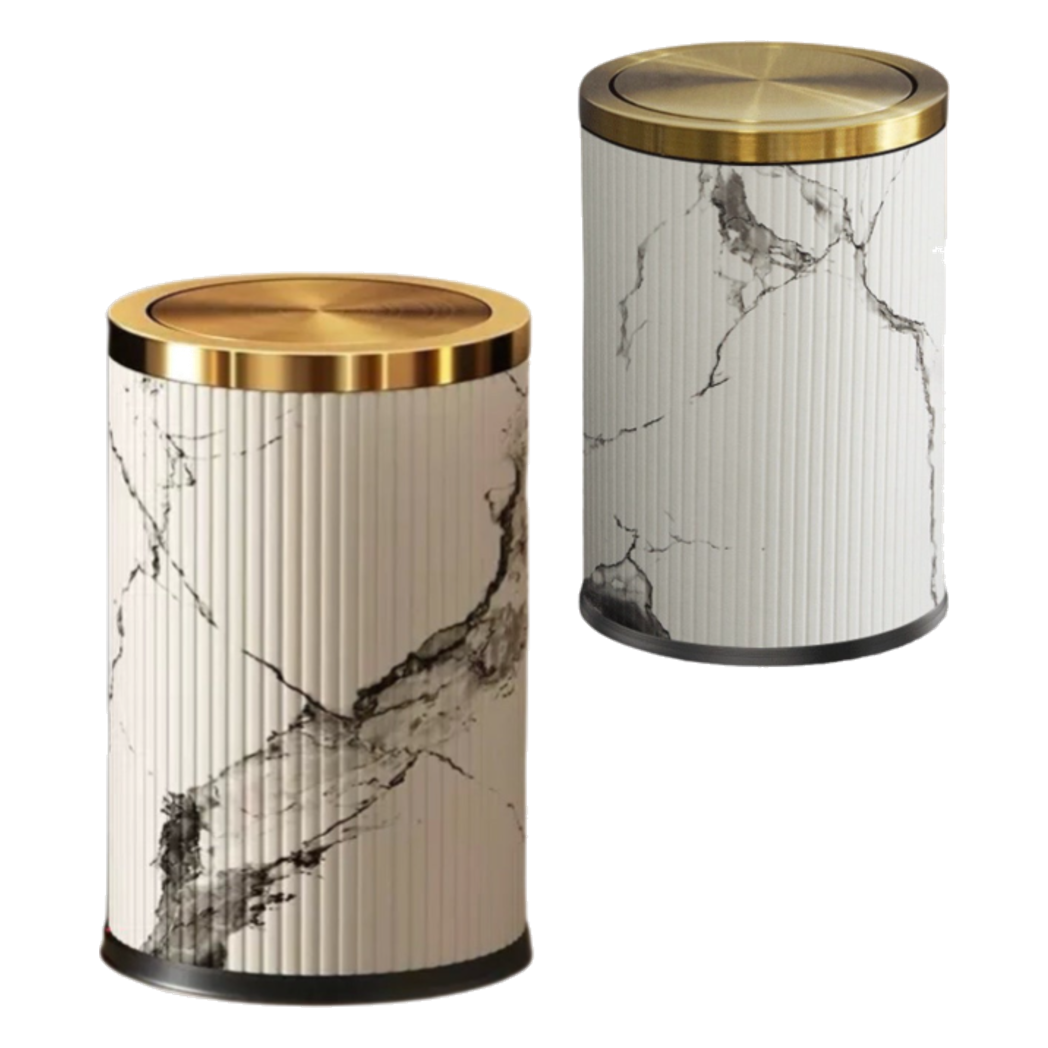 Thùng Rác Da Vân Đá Marble Prime Minimal Desk Trash Cans 9L 20x31-Thùng Rác-CẬU HAI HOME DECOR-CẬU HAI HOME DECOR