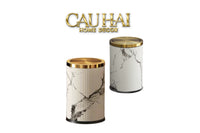 Thùng Rác Da Vân Đá Marble Prime Minimal Desk Trash Cans 9L 20x31-CẬU HAI HOME DECOR