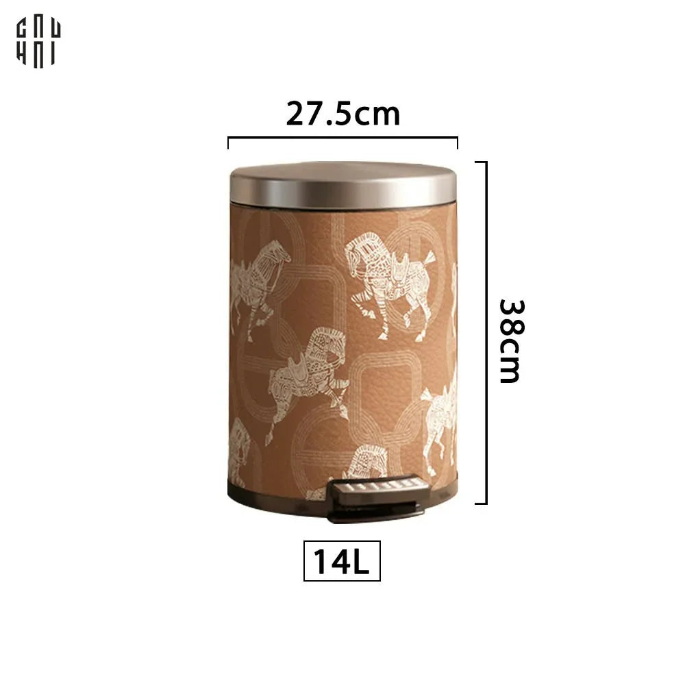 THÙNG RÁC DA LES CAVALIERS BLANCS IMPÉRIAUX 14L - BRUN UP - CẬU HAI HOME DECOR