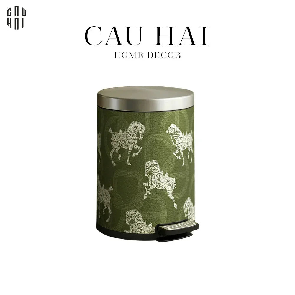 THÙNG RÁC DA LES CAVALIERS BLANCS IMPÉRIAUX 14L - VERT UP - CẬU HAI HOME DECOR