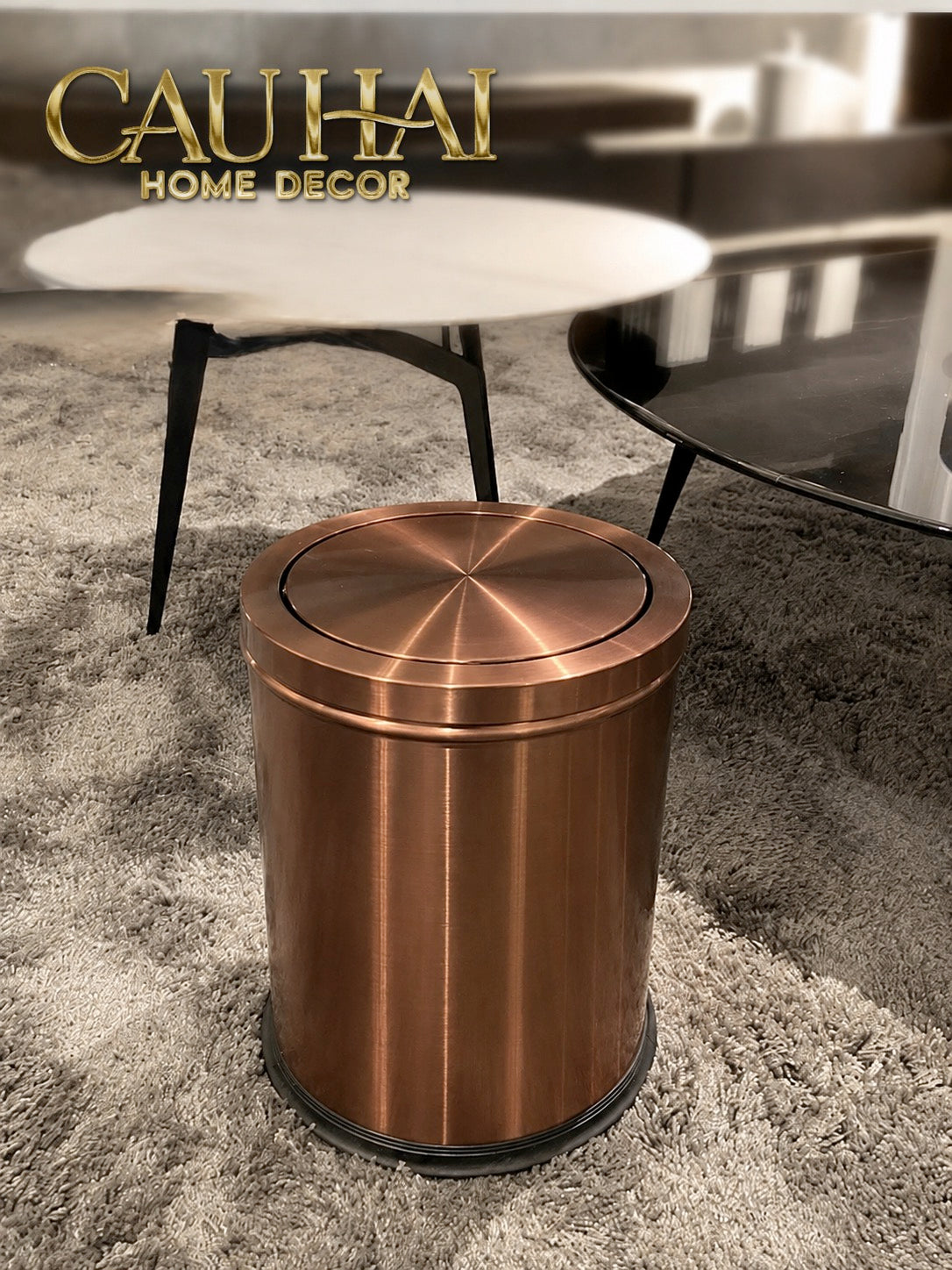 Thùng Rác Inox Monolith Bronze Trash Cans 9L 20x31-Thùng Rác-CẬU HAI HOME DECOR-CẬU HAI HOME DECOR