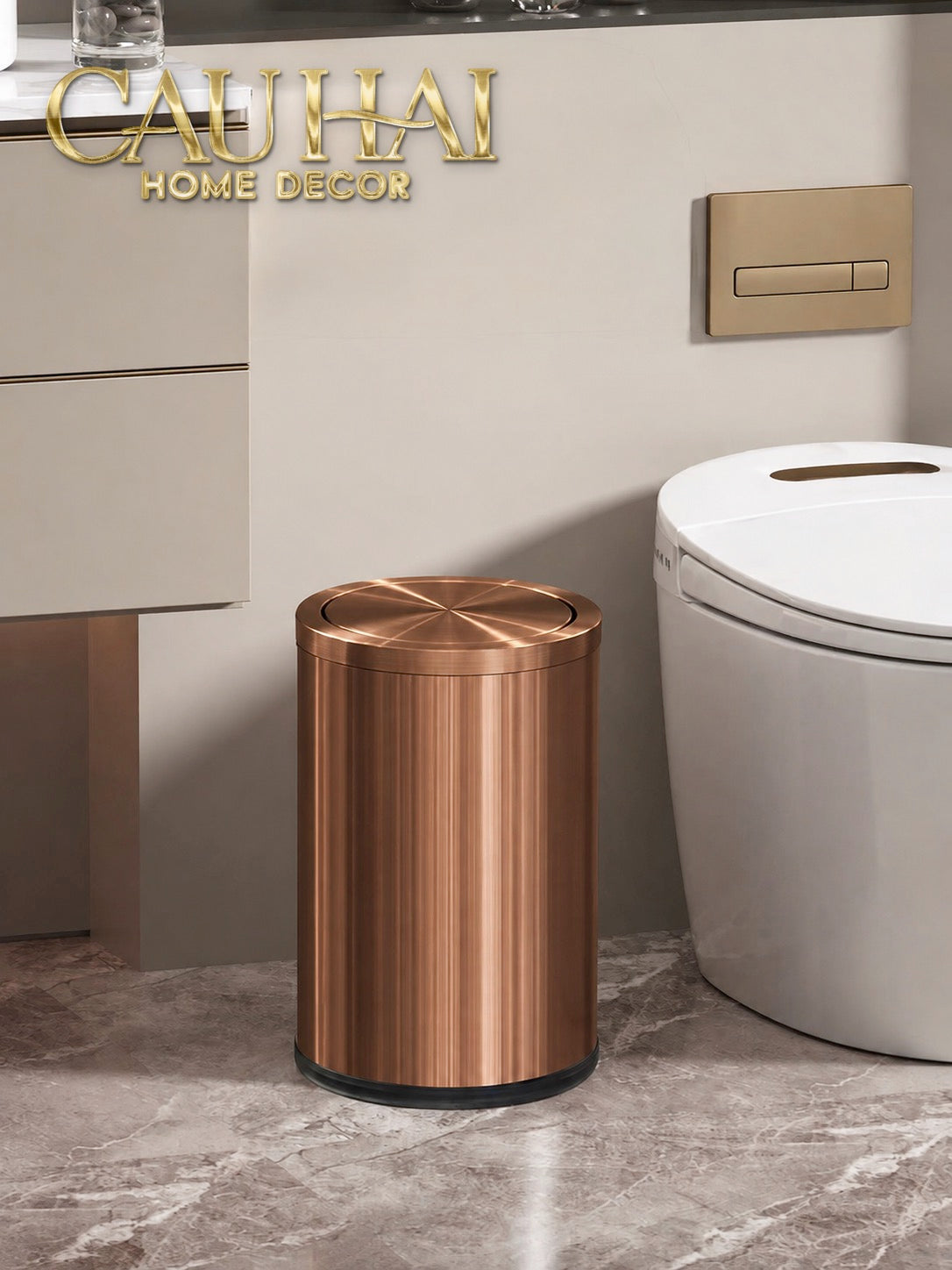 Thùng Rác Inox Monolith Bronze Trash Cans 9L 20x31-Thùng Rác-CẬU HAI HOME DECOR-CẬU HAI HOME DECOR