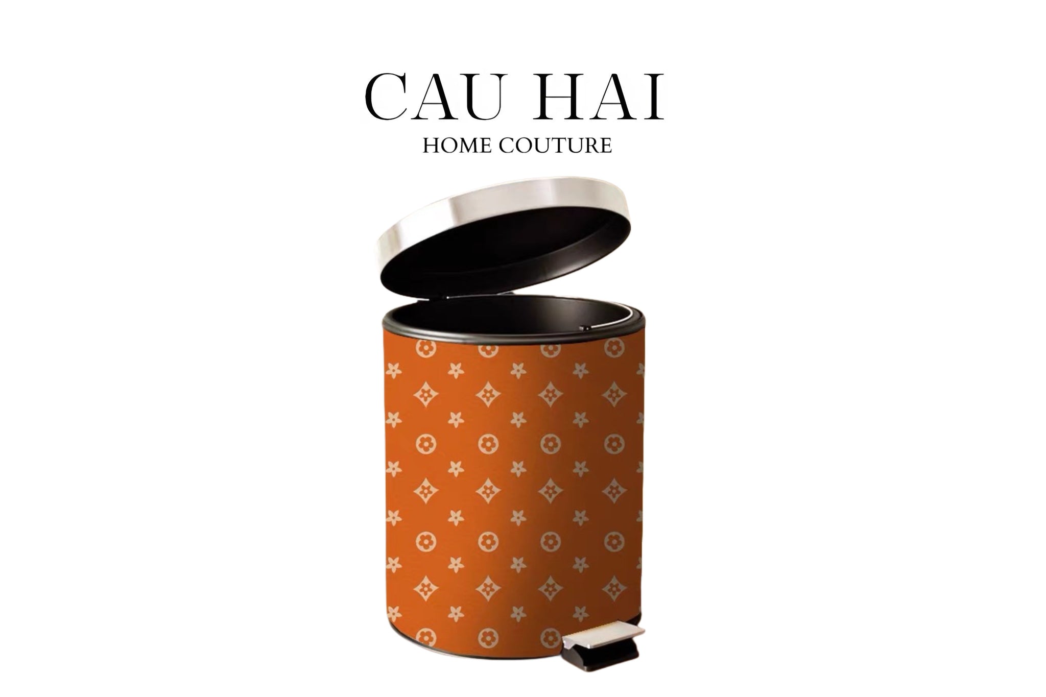 THÙNG RÁC LOUIS V CINNAMON MONO 12L - CẬU HAI HOME DECOR