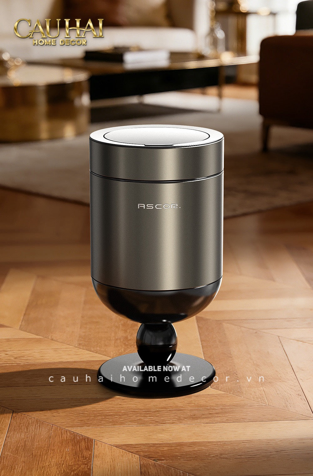 Thùng Rác Titanium Goblet Stainless Steel Modernist Trash Cans 20L 25x54-CẬU HAI HOME DECOR