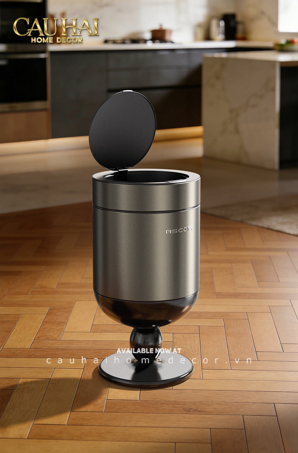 Thùng Rác Titanium Goblet Stainless Steel Modernist Trash Cans 20L 25x54-CẬU HAI HOME DECOR