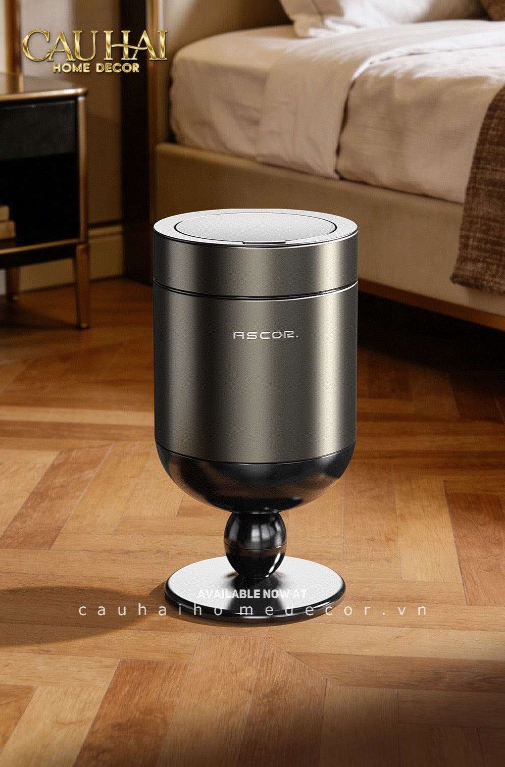 Thùng Rác Titanium Goblet Stainless Steel Modernist Trash Cans 20L 25x54-CẬU HAI HOME DECOR