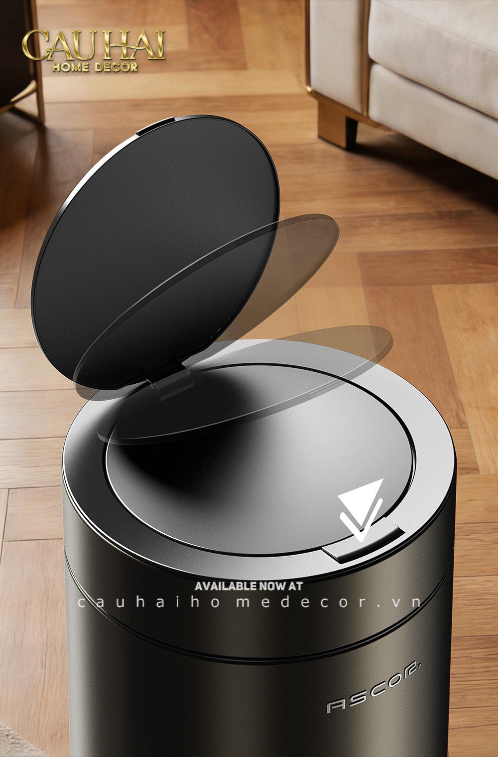 Thùng Rác Titanium Goblet Stainless Steel Modernist Trash Cans 20L 25x54-CẬU HAI HOME DECOR