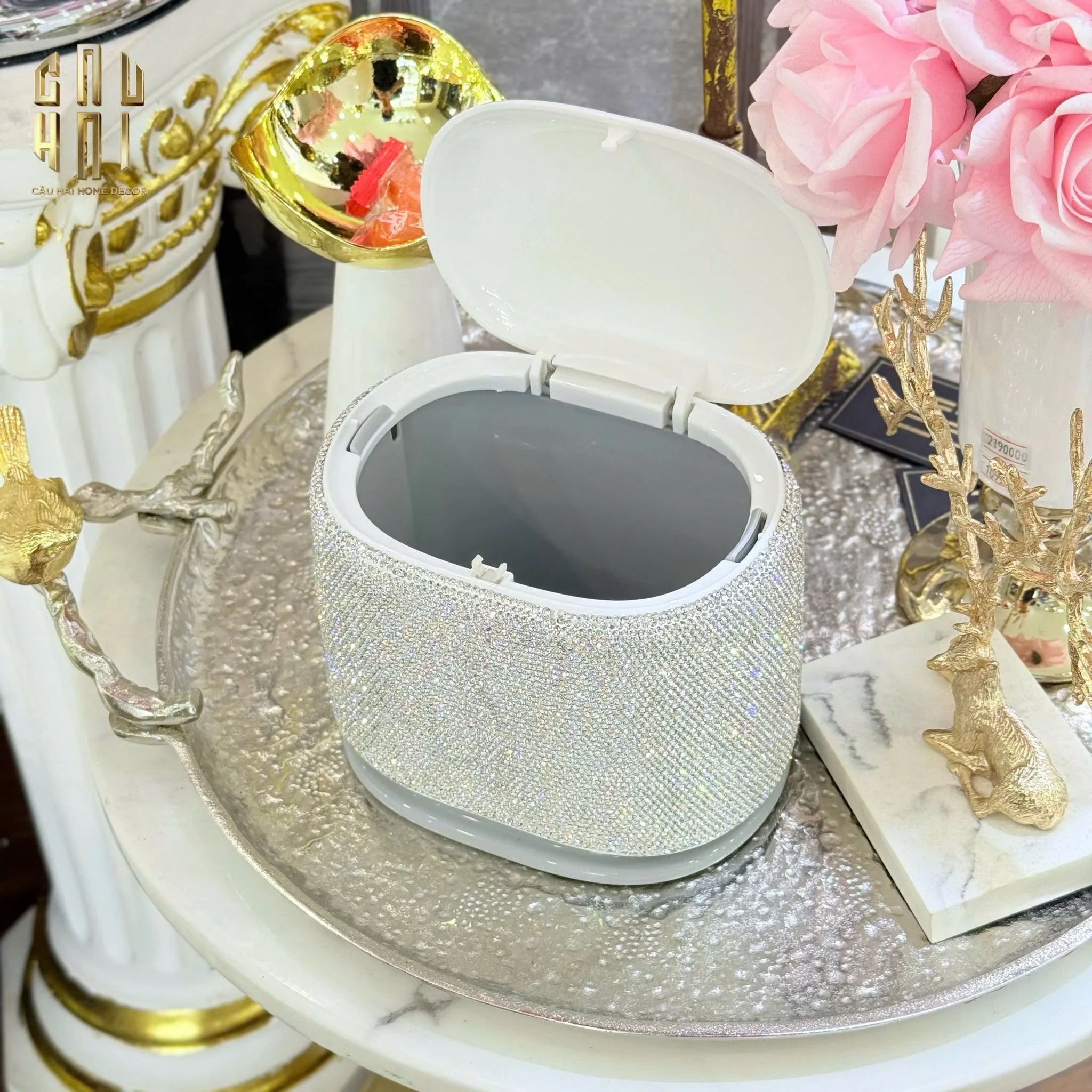 THÙNG RÁC VUÔNG DIAMOND FANTASY BLING BLING - CẬU HAI HOME DECOR