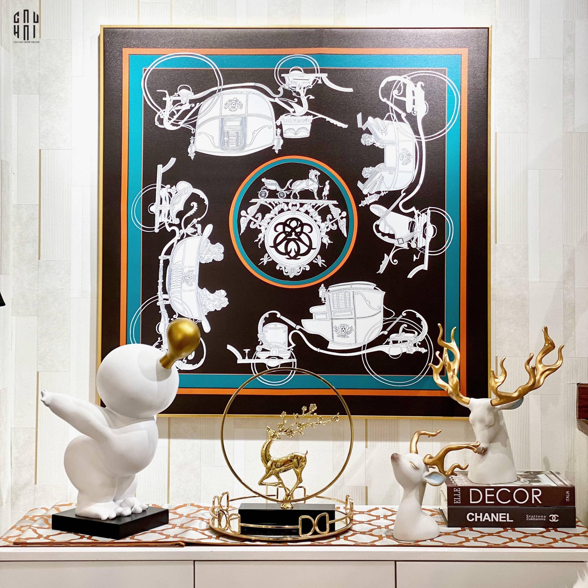 TRANH CANVAS BLACK & WHITE RICKSHAW 90X90CM - CẬU HAI HOME DECOR