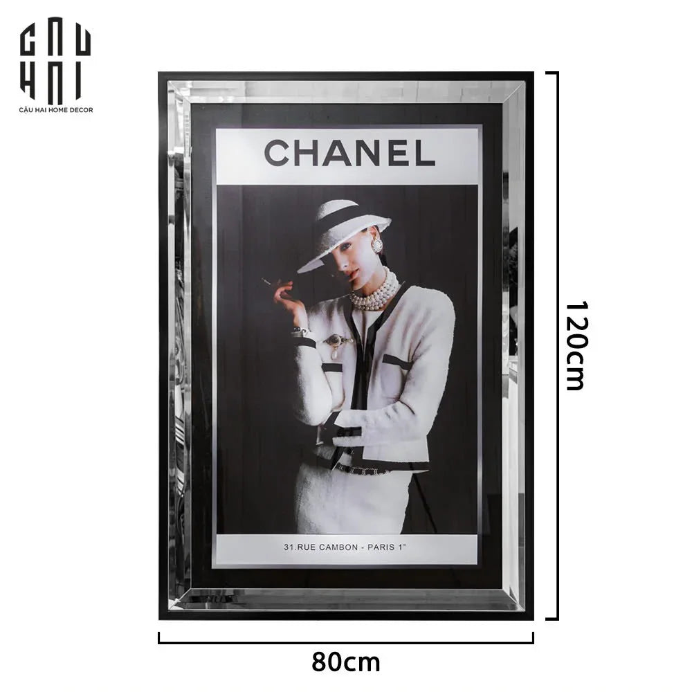 TRANH CANVAS CAO CẤP C-HAT GIRL 80X120CM - PHIÊN BẢN VIỀN ỐP GƯƠNG - CẬU HAI HOME DECOR