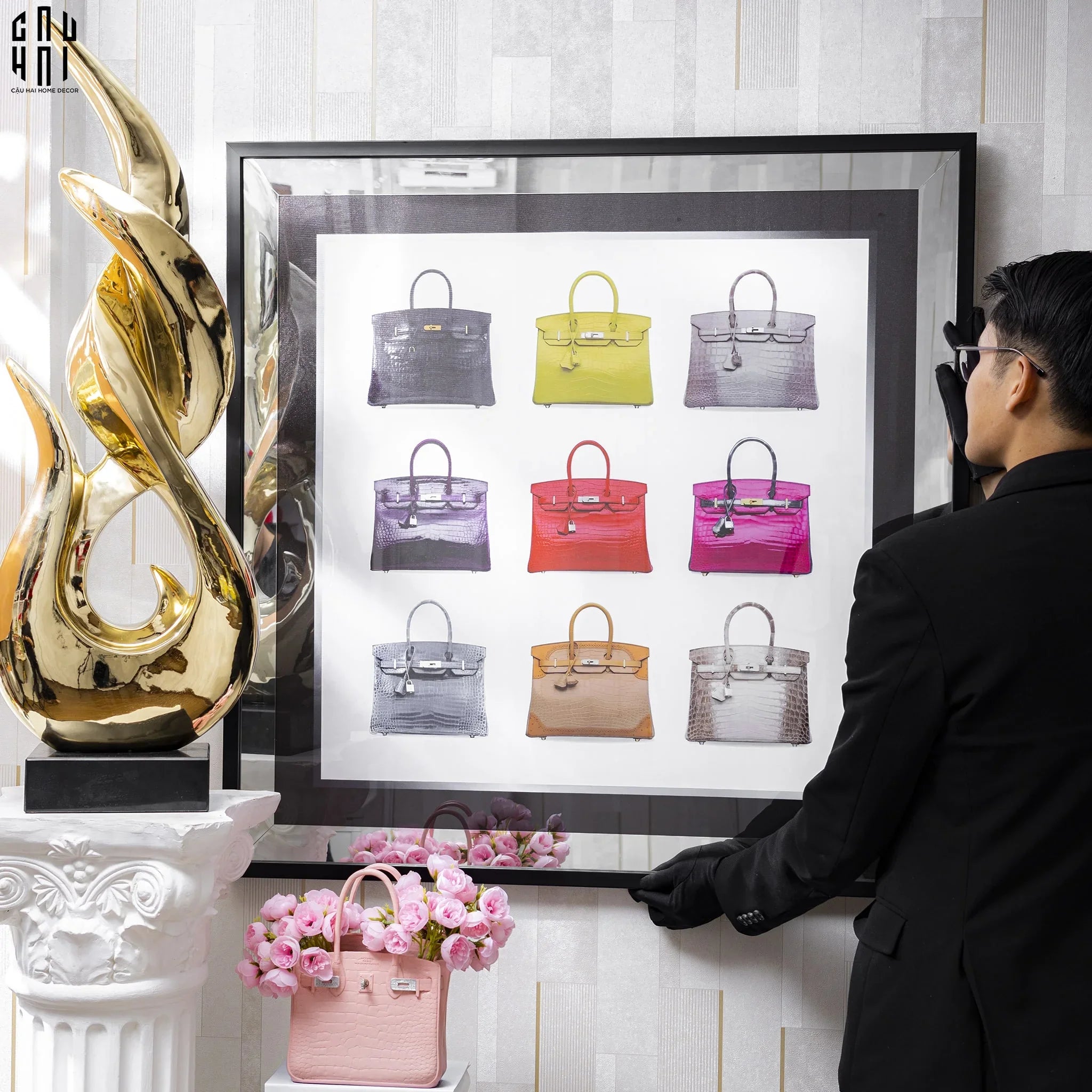 TRANH CANVAS CAO CẤP H BIRKIN CROCODILE LUXRY 90X90CM - CẬU HAI HOME DECOR