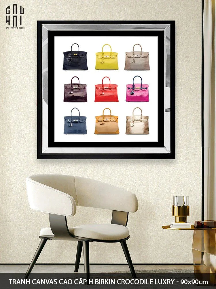 TRANH CANVAS CAO CẤP H BIRKIN CROCODILE LUXRY 90X90CM - CẬU HAI HOME DECOR