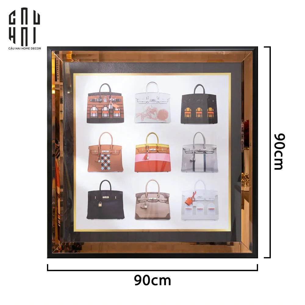 TRANH CANVAS CAO CẤP H BIRKIN LIMITED LUXURY 90X90CM - PHIÊN BẢN VIỀN ỐP GƯƠNG - CẬU HAI HOME DECOR