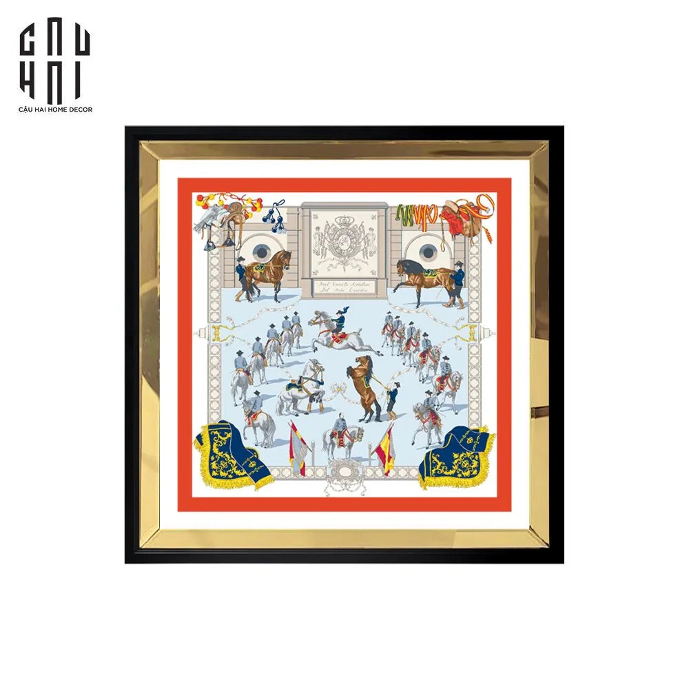 TRANH CANVAS CHEVAL DE FESTIVAL 94X94CM - VIỀN GỖ CÓ KÍNH - CẬU HAI HOME DECOR