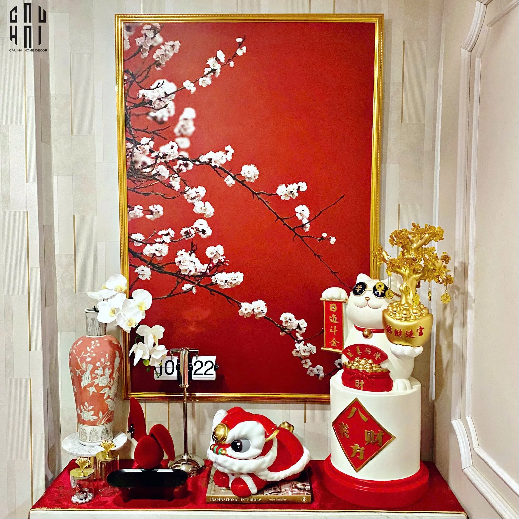 TRANH CANVAS ĐÀO THẮM XUÂN QUÝ 80X120CM - CẬU HAI HOME DECOR