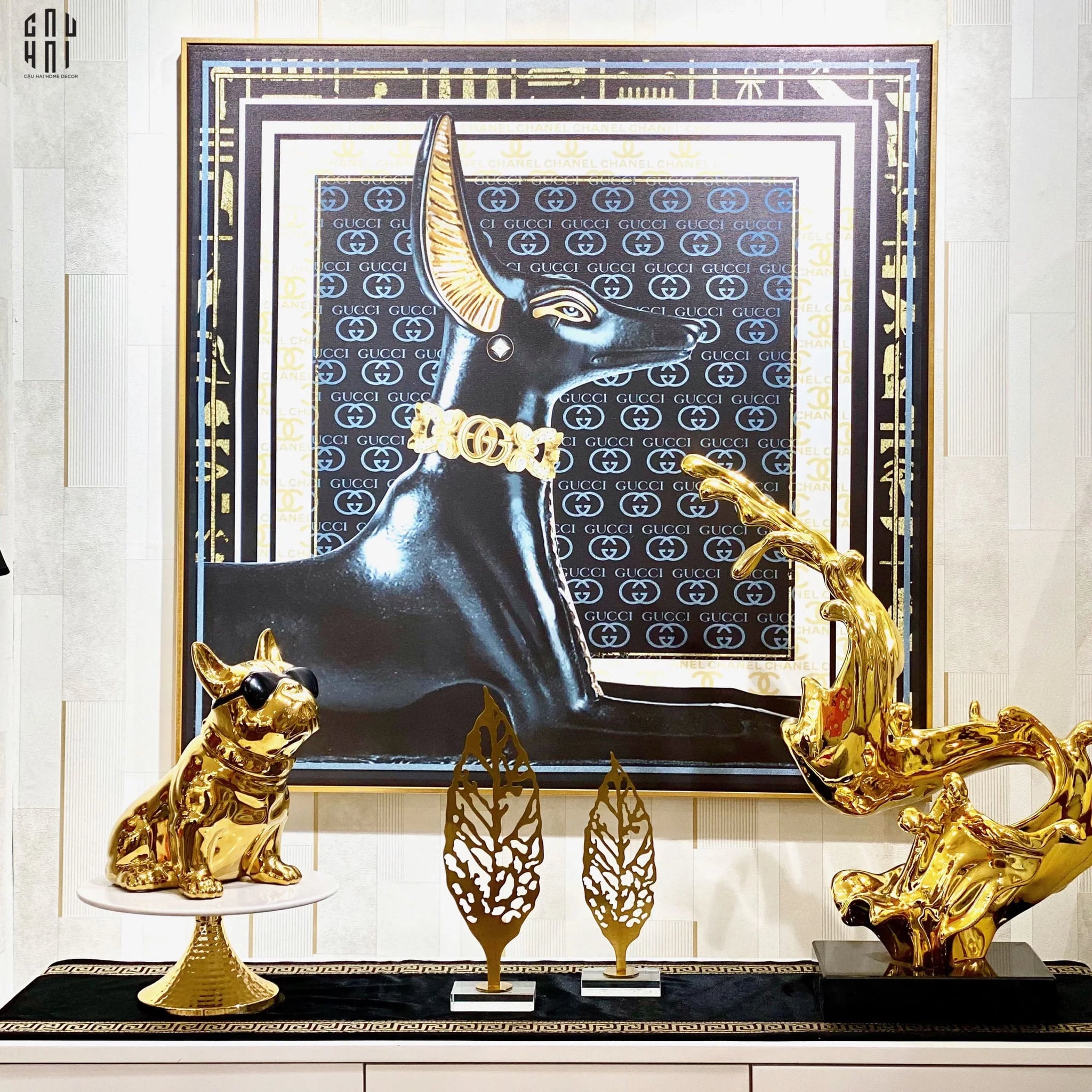 TRANH CANVAS DARK SPHINX LAYING 90X90CM - KHUNG MỎNG - CẬU HAI HOME DECOR