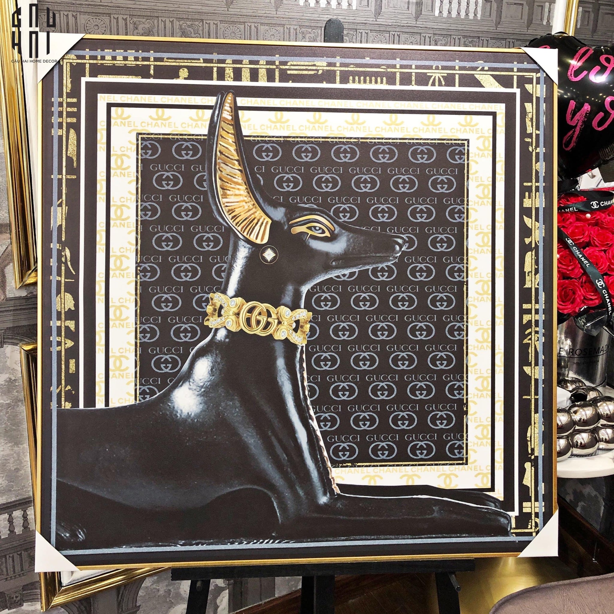 TRANH CANVAS DARK SPHINX LAYING 90X90CM - KHUNG MỎNG - CẬU HAI HOME DECOR