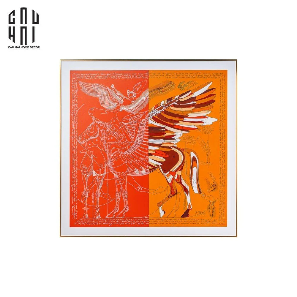 TRANH CANVAS HALF ORANGE PEGASUS 90X90CM - KHUNG NHÔM - CẬU HAI HOME DECOR