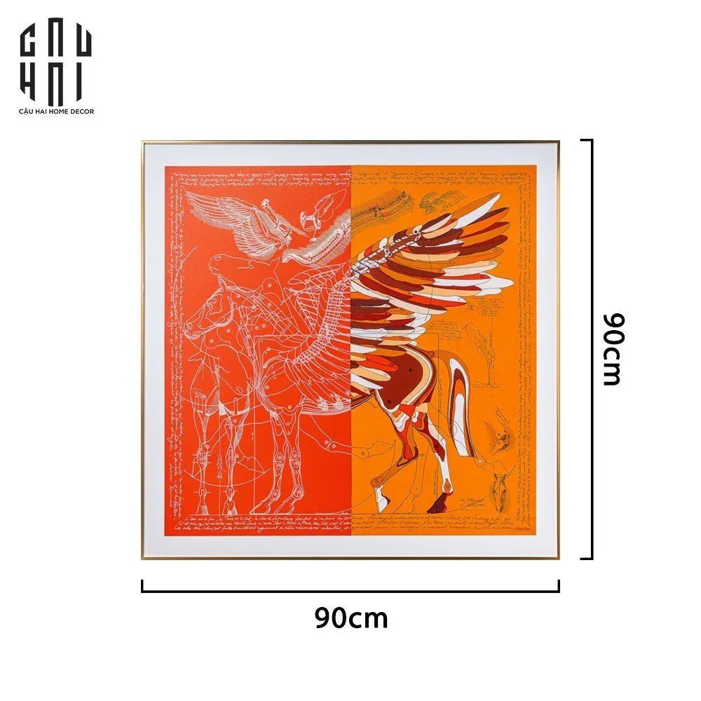TRANH CANVAS HALF ORANGE PEGASUS 90X90CM - KHUNG NHÔM - CẬU HAI HOME DECOR