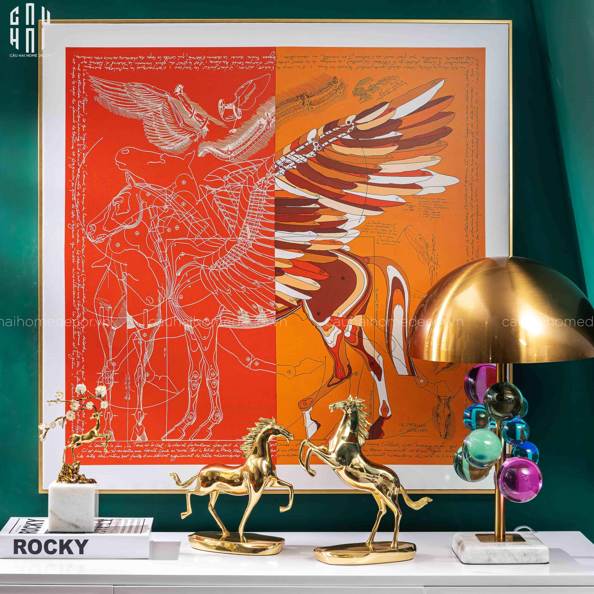 TRANH CANVAS HALF ORANGE PEGASUS 90X90CM - KHUNG NHÔM - CẬU HAI HOME DECOR