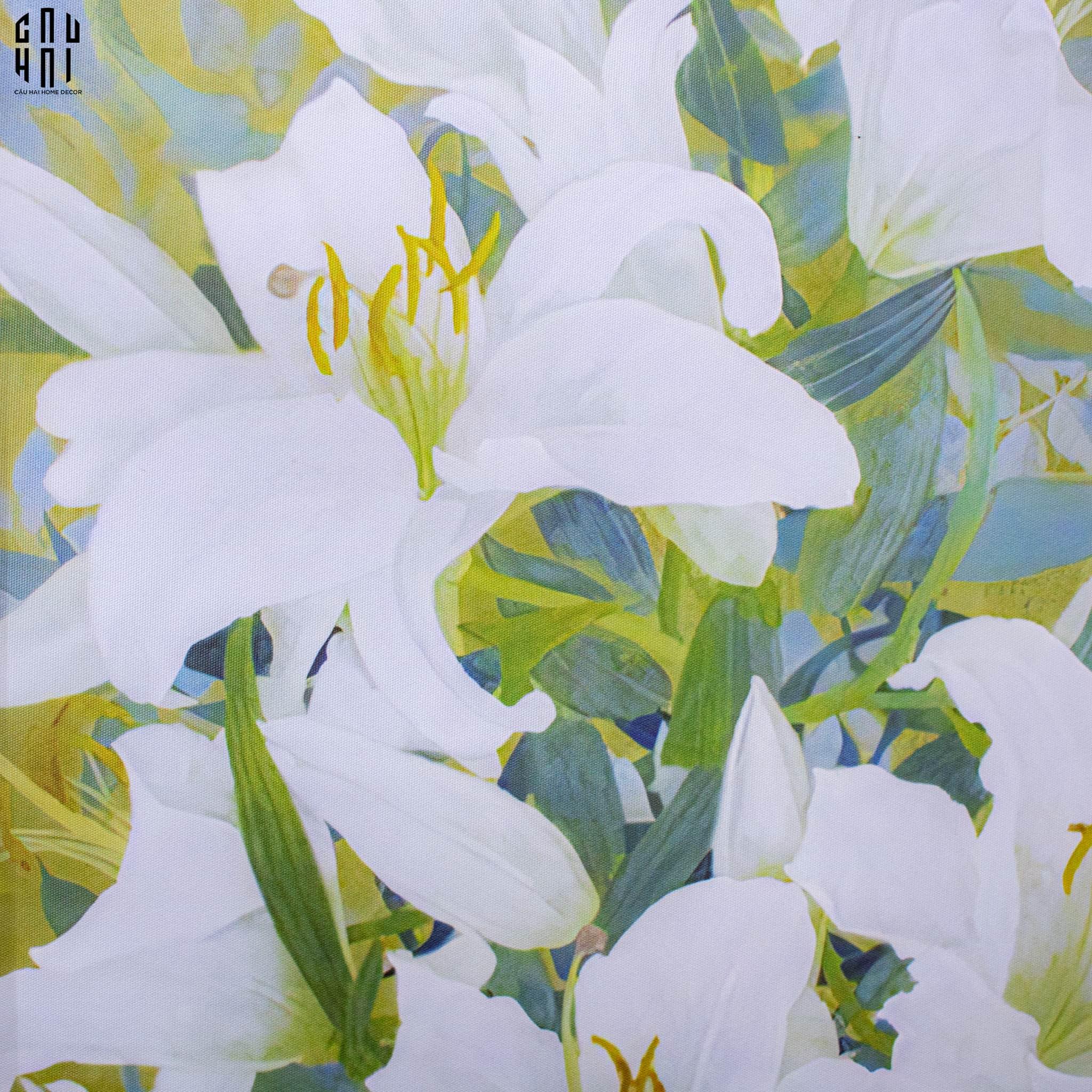 TRANH CANVAS HOA LY TRẮNG 70X130 CM - KHUNG CỔ ĐIỂN - WHITE LILY 70X130 CM - CẬU HAI HOME DECOR