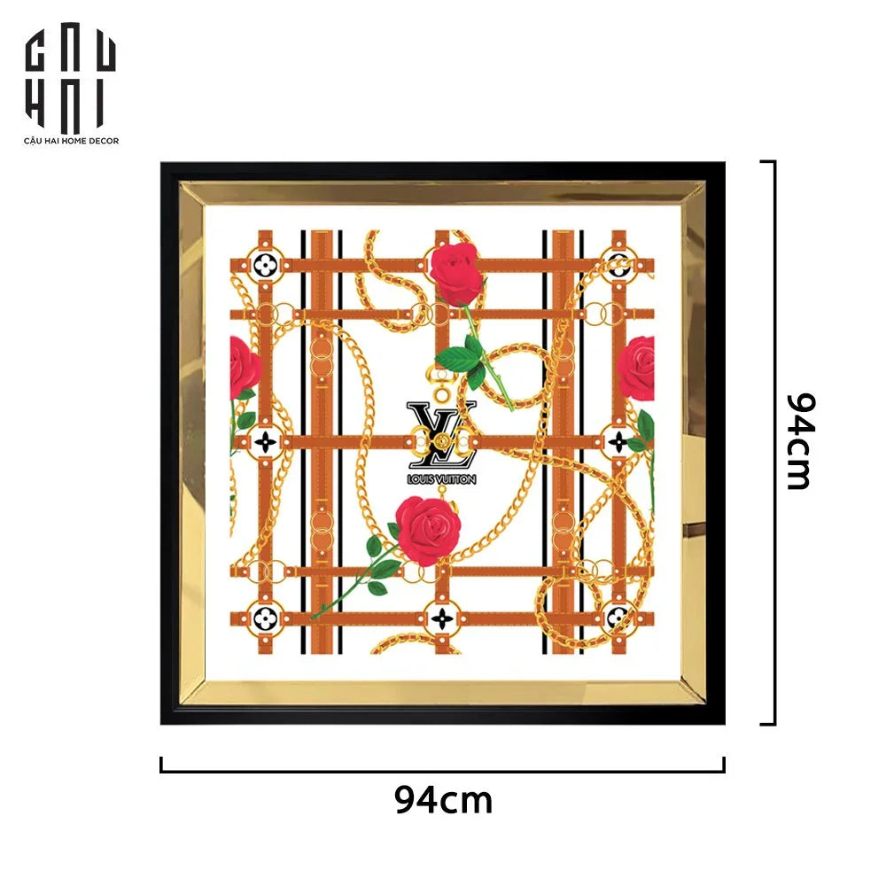 TRANH CANVAS LORIUS 94X94CM - VIỀN GỖ CÓ KÍNH - CẬU HAI HOME DECOR