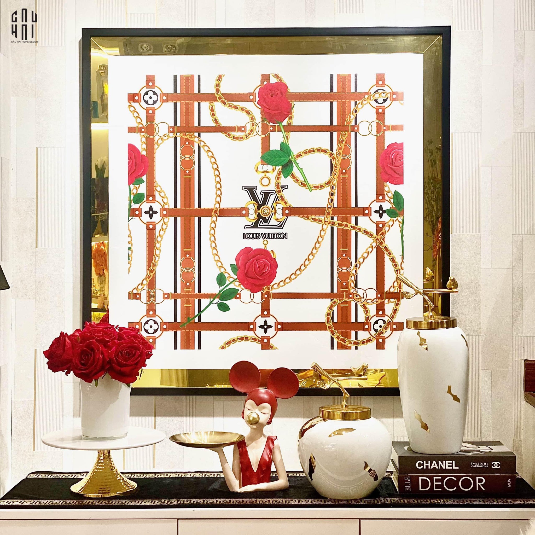 TRANH CANVAS LORIUS 94X94CM - VIỀN GỖ CÓ KÍNH - CẬU HAI HOME DECOR