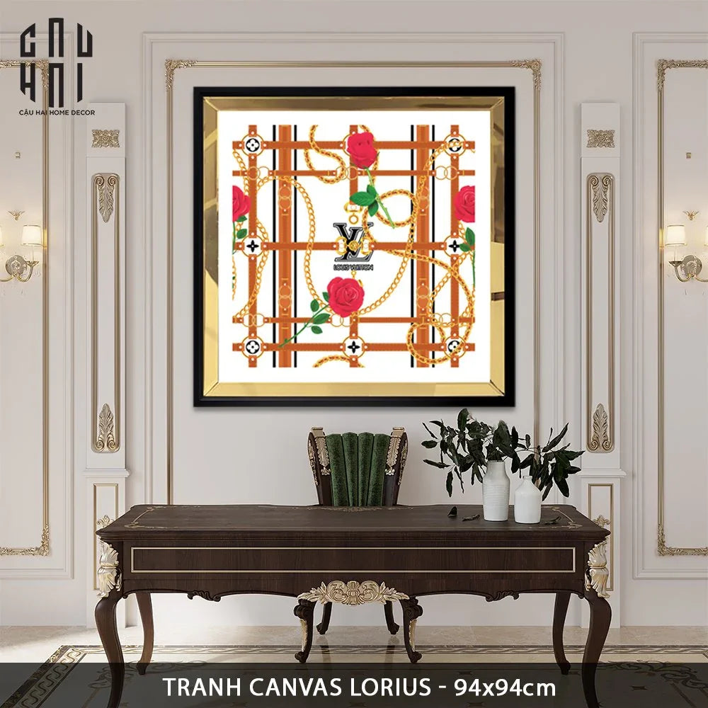 TRANH CANVAS LORIUS 94X94CM - VIỀN GỖ CÓ KÍNH - CẬU HAI HOME DECOR