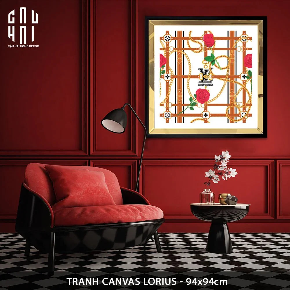 TRANH CANVAS LORIUS 94X94CM - VIỀN GỖ CÓ KÍNH - CẬU HAI HOME DECOR