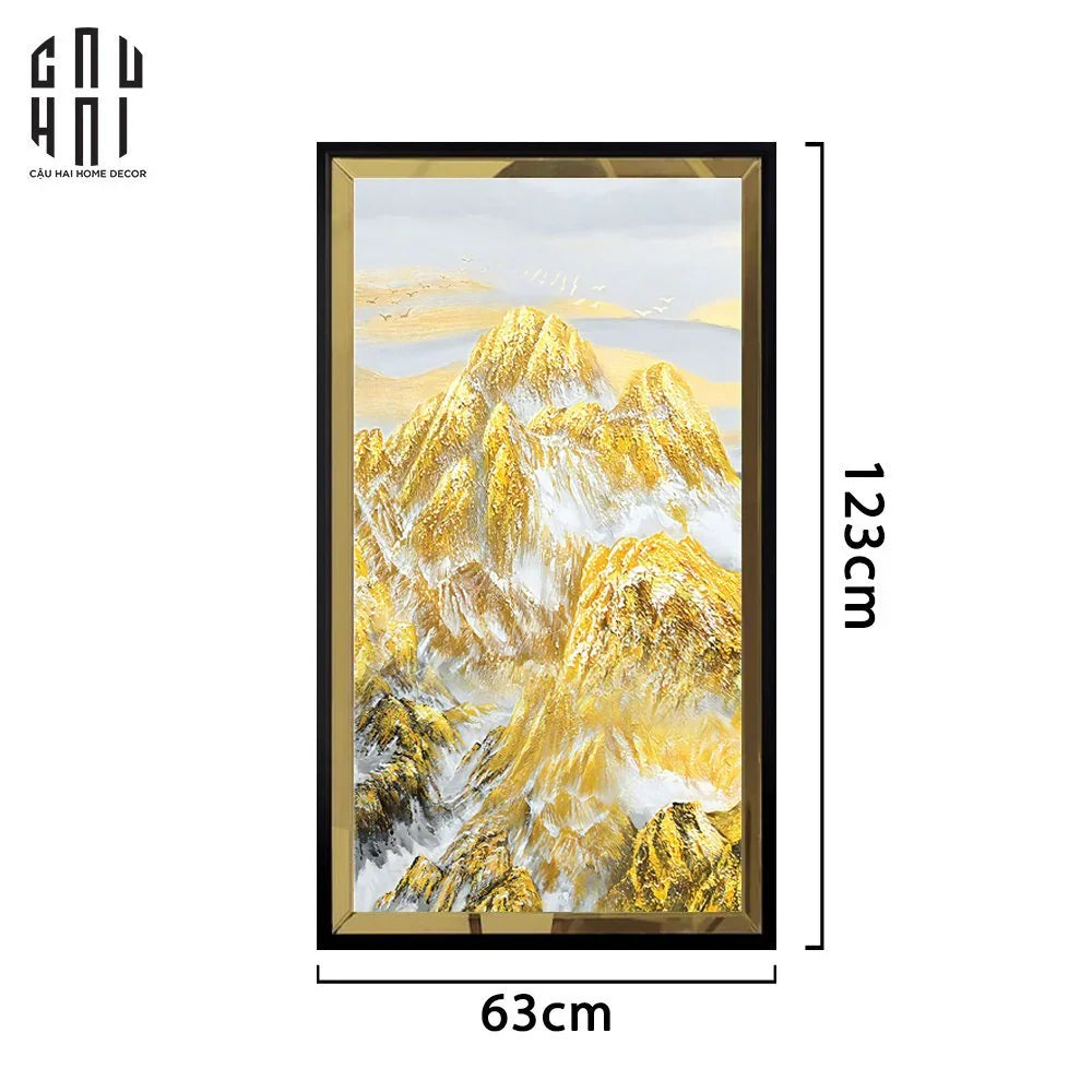 TRANH CANVAS NÚI NON HÙNG VĨ - VIỀN GỖ CÓ KÍNH- GORGEOUS MOUNTAINS 60X120CM - CẬU HAI HOME DECOR