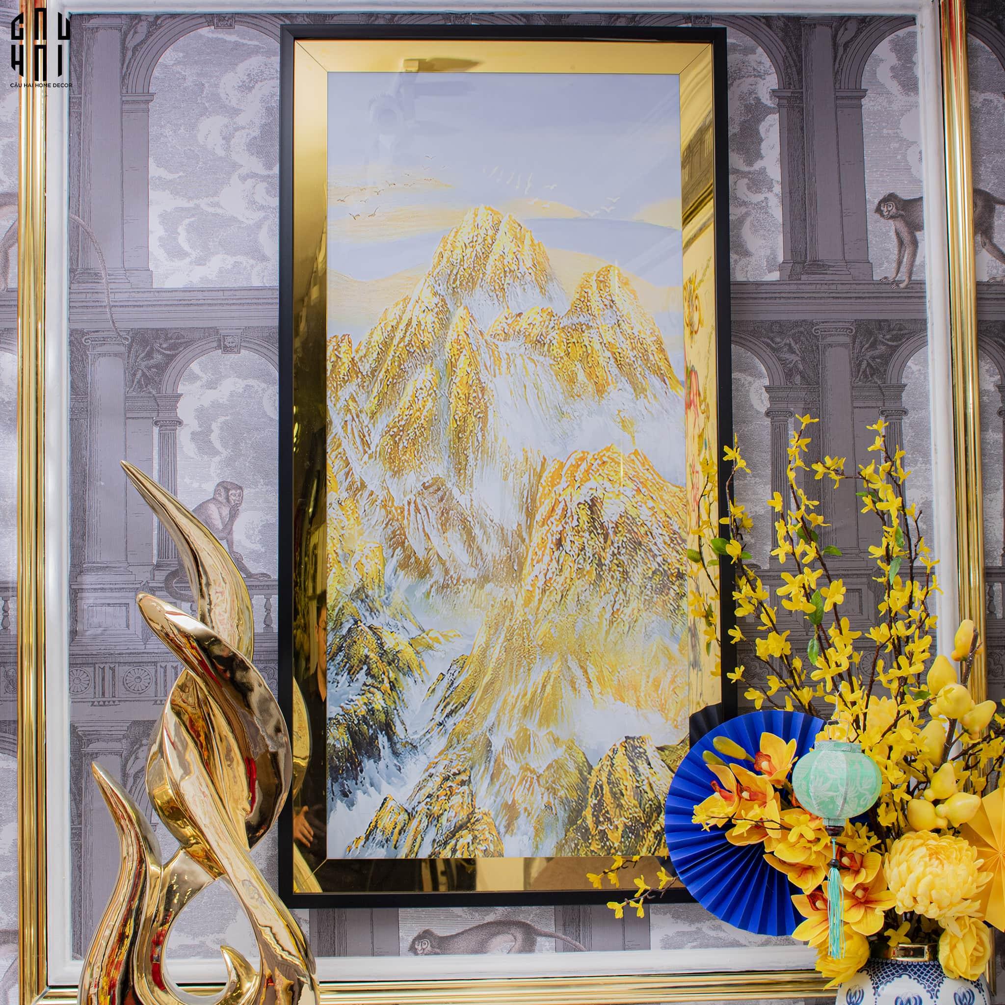 TRANH CANVAS NÚI NON HÙNG VĨ - VIỀN GỖ CÓ KÍNH- GORGEOUS MOUNTAINS 60X120CM - CẬU HAI HOME DECOR