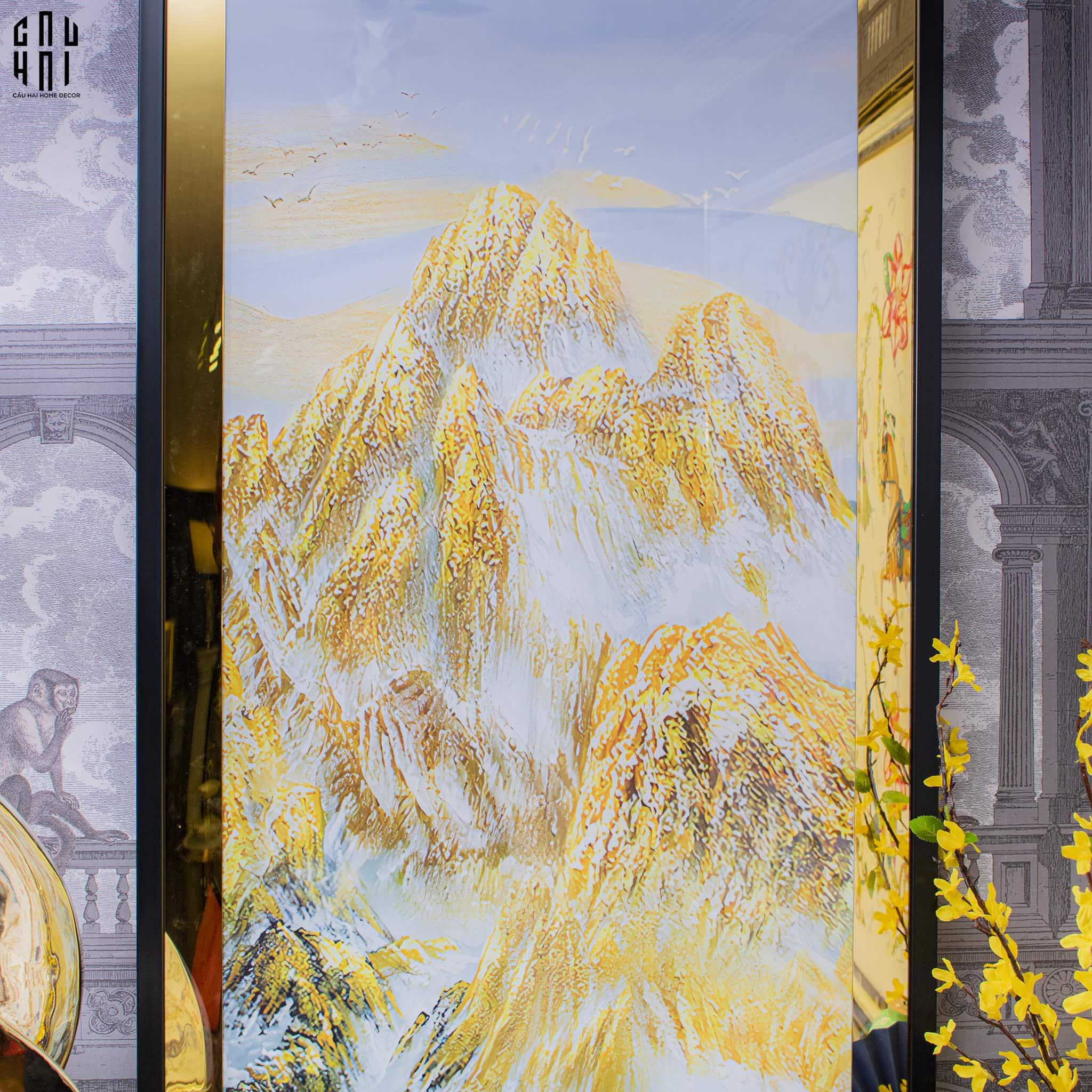 TRANH CANVAS NÚI NON HÙNG VĨ - VIỀN GỖ CÓ KÍNH- GORGEOUS MOUNTAINS 60X120CM - CẬU HAI HOME DECOR