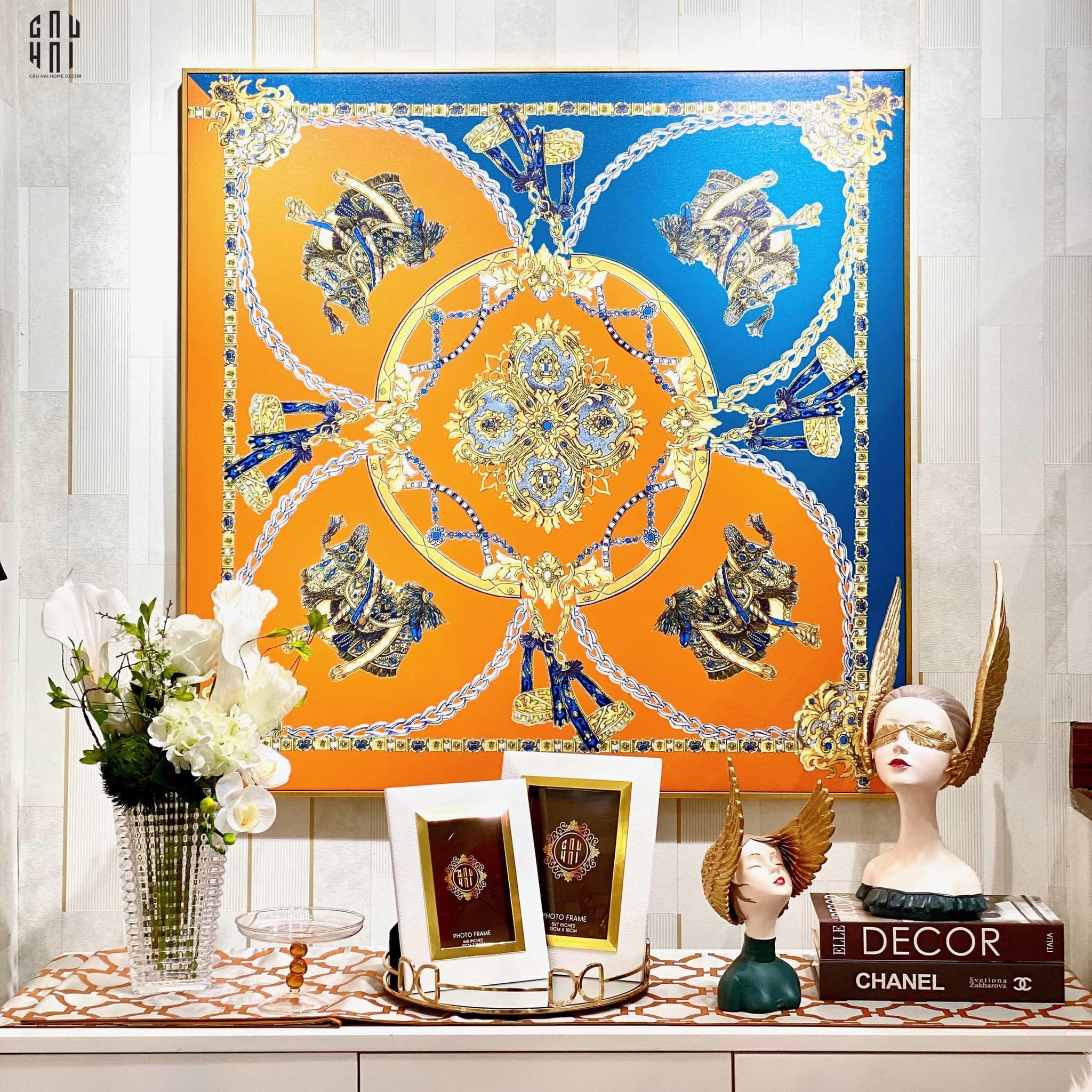 TRANH CANVAS ORANGE ROYALTY 90X90CM - CẬU HAI HOME DECOR