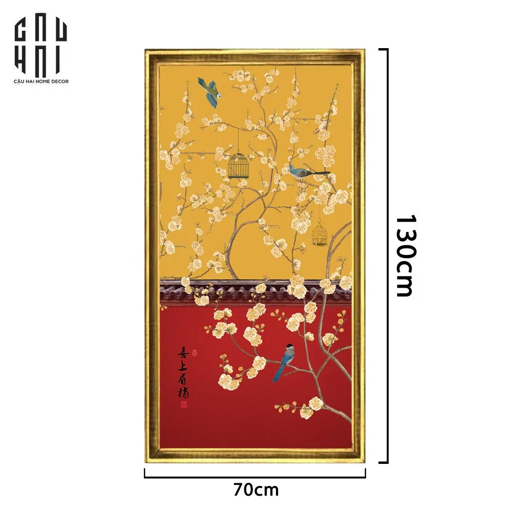 TRANH CANVAS SPRING CANARI 70X130CM - KHUNG CỔ ĐIỂN - CẬU HAI HOME DECOR