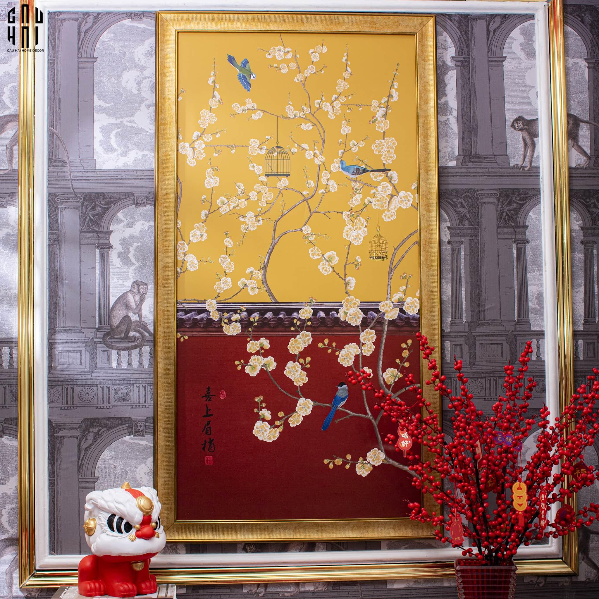 TRANH CANVAS SPRING CANARI 70X130CM - KHUNG CỔ ĐIỂN - CẬU HAI HOME DECOR