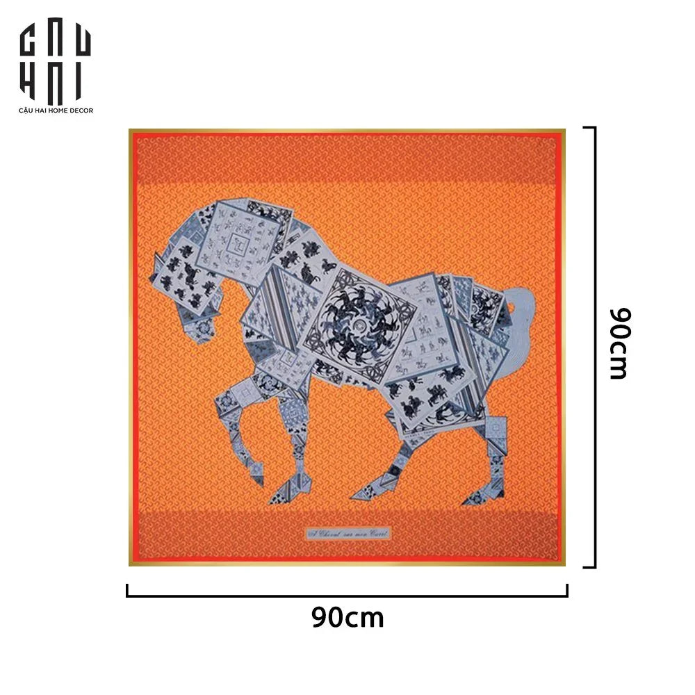 TRANH CANVAS SUPER SHINING ORANGE CHEVAL 90X90CM - KHUNG MỎNG - CẬU HAI HOME DECOR