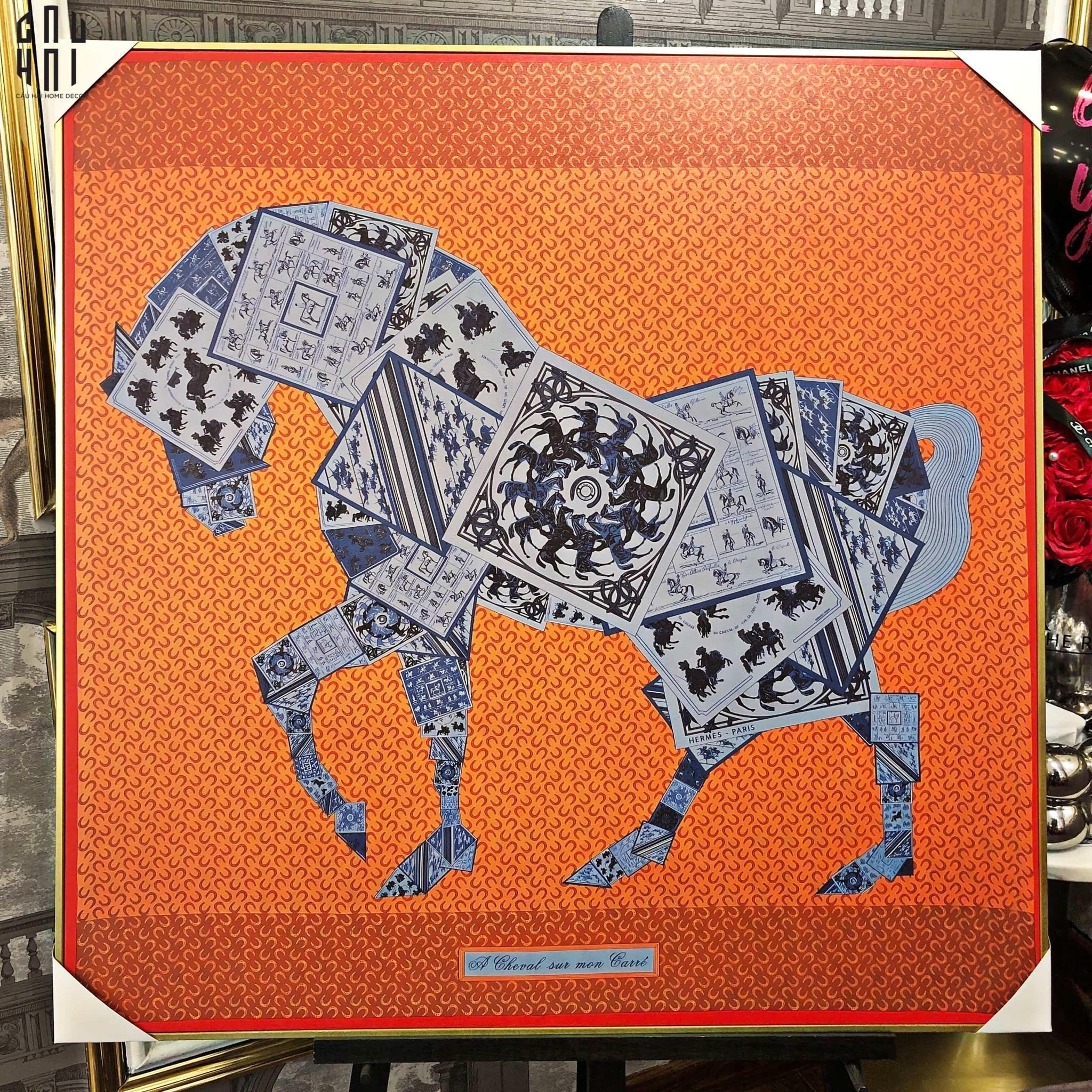 TRANH CANVAS SUPER SHINING ORANGE CHEVAL 90X90CM - KHUNG MỎNG - CẬU HAI HOME DECOR