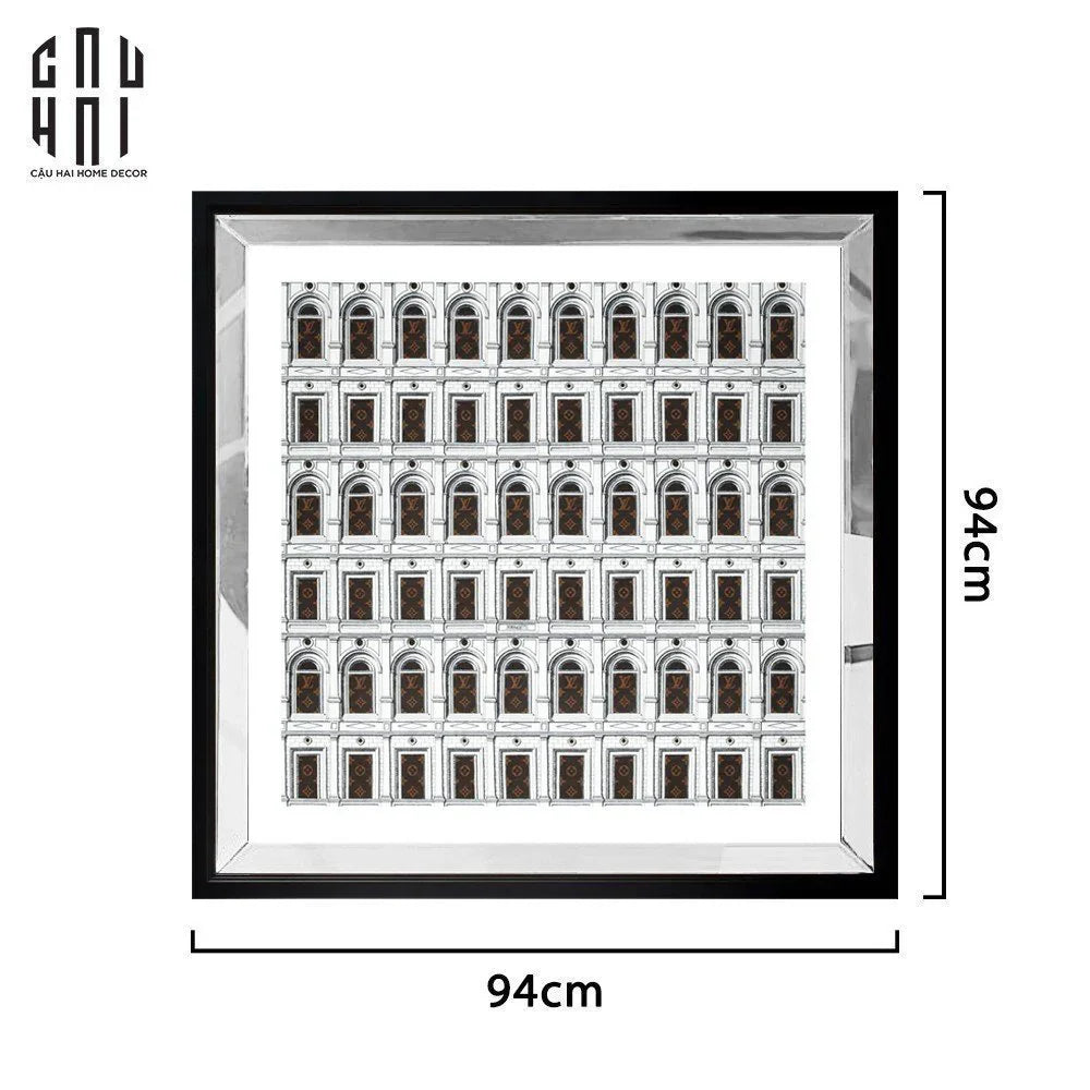 TRANH CANVAS SUPER SILVER MULTI DOORS 94X94CM - KHUNG GỖ VIỀN KÍNH - CẬU HAI HOME DECOR