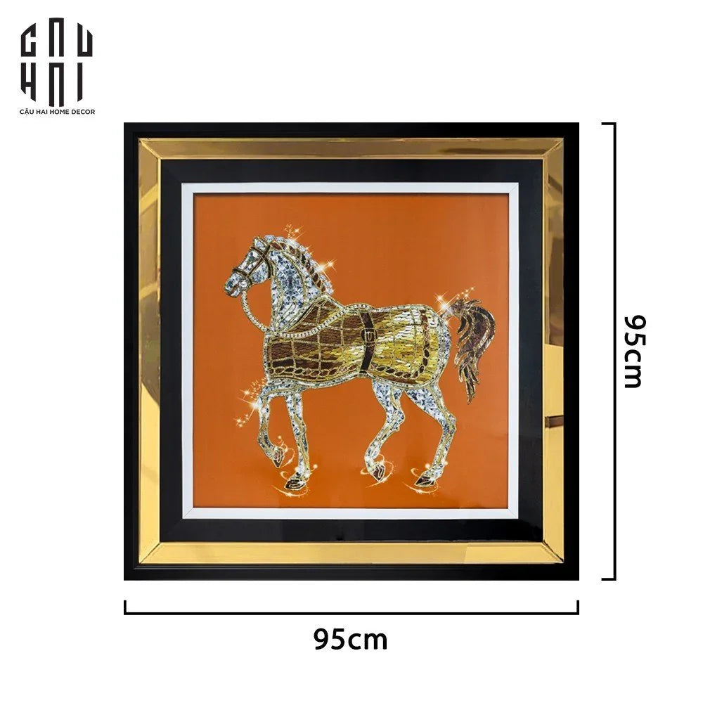 TRANH CANVAS TREO TƯỜNG H CHEVAL BLING BLING 95X95CM - KHUNG GỖ CÓ KÍNH - CẬU HAI HOME DECOR