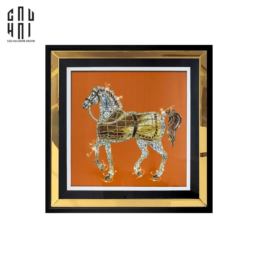 TRANH CANVAS TREO TƯỜNG H CHEVAL BLING BLING 95X95CM - KHUNG GỖ CÓ KÍNH - CẬU HAI HOME DECOR