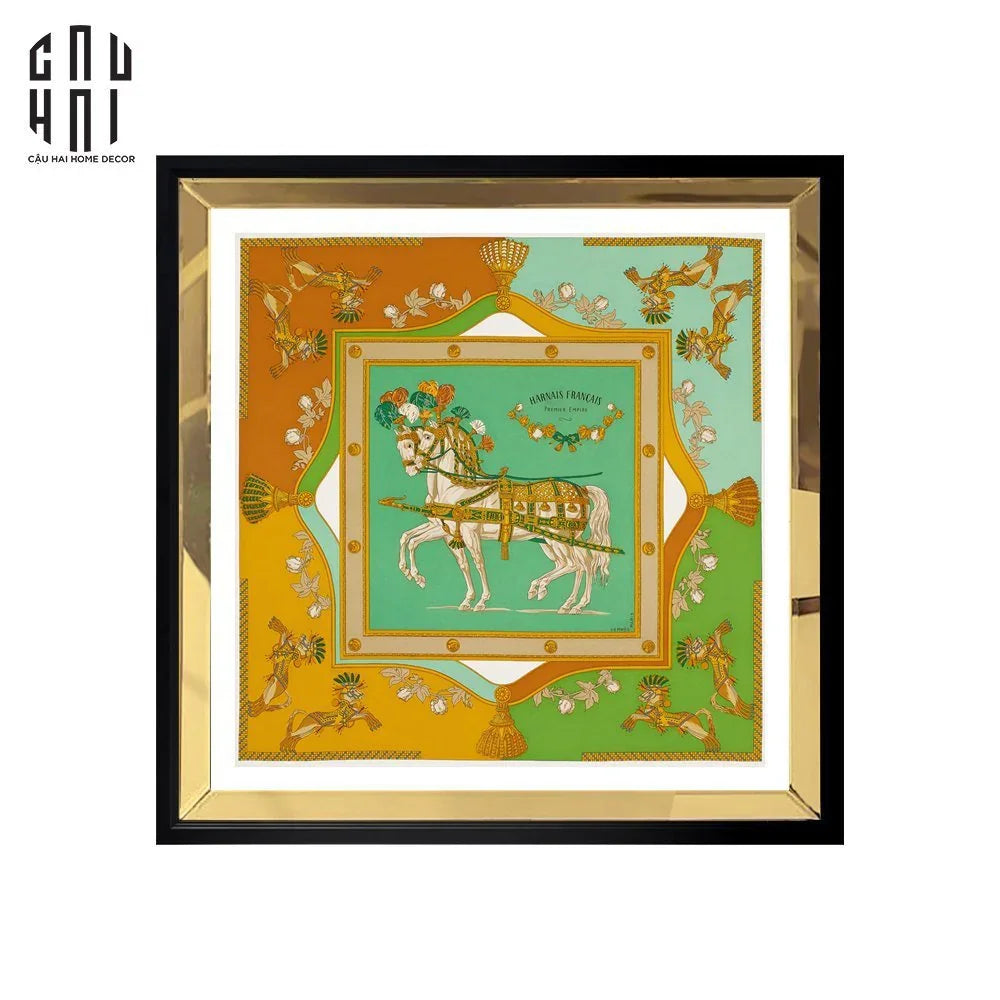 TRANH CANVAS TWIN COURSIER 1M1X1M1 CM - VIỀN GỖ CÓ KÍNH - CẬU HAI HOME DECOR