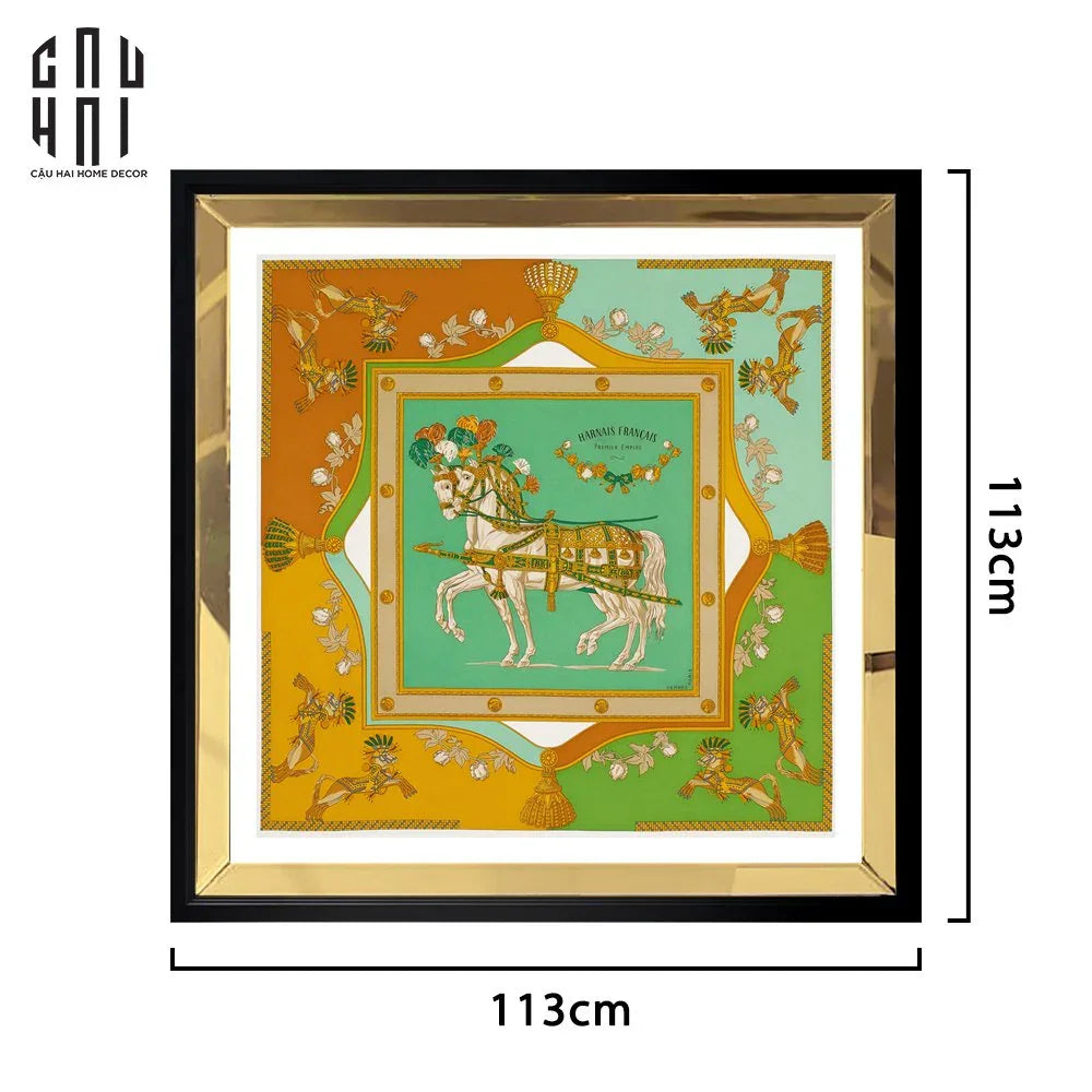 TRANH CANVAS TWIN COURSIER 1M1X1M1 CM - VIỀN GỖ CÓ KÍNH - CẬU HAI HOME DECOR