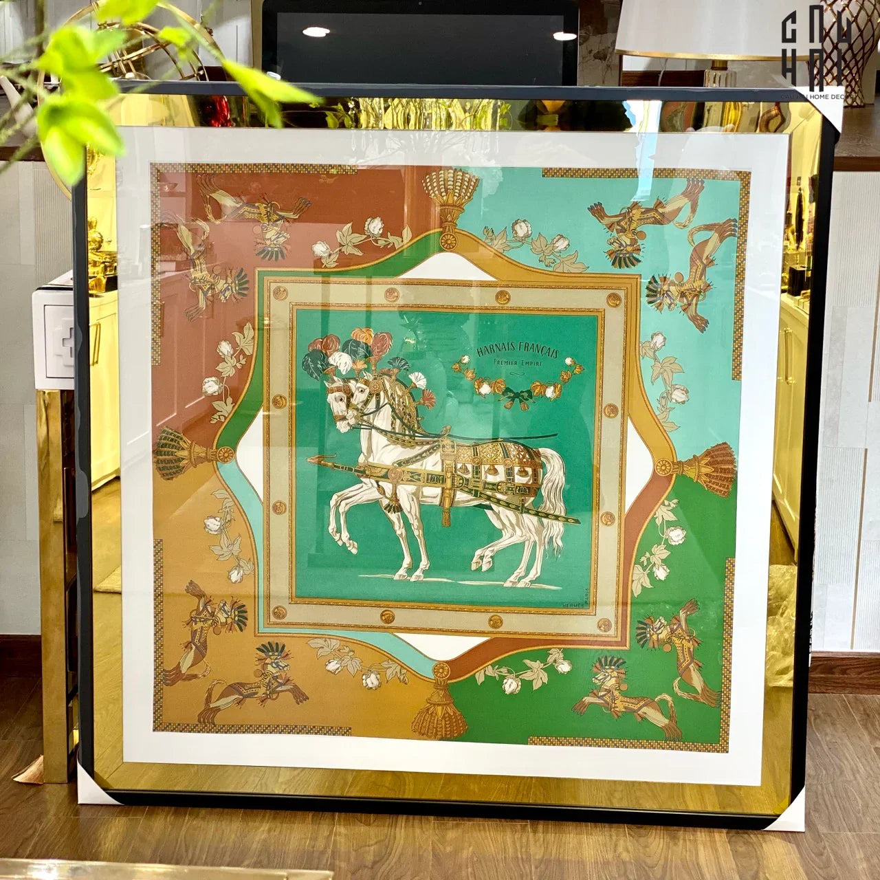 TRANH CANVAS TWIN COURSIER 1M1X1M1 CM - VIỀN GỖ CÓ KÍNH - CẬU HAI HOME DECOR