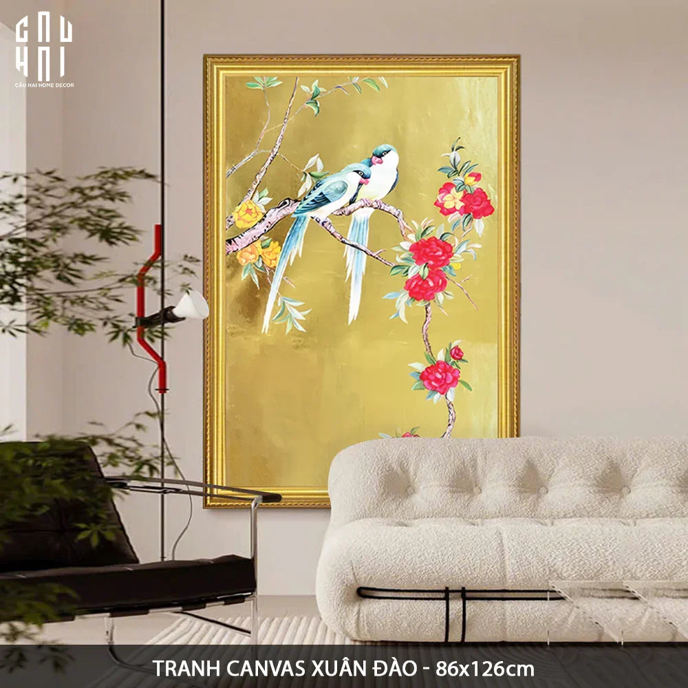 TRANH CANVAS XUÂN ĐÀO 80X120CM - CẬU HAI HOME DECOR