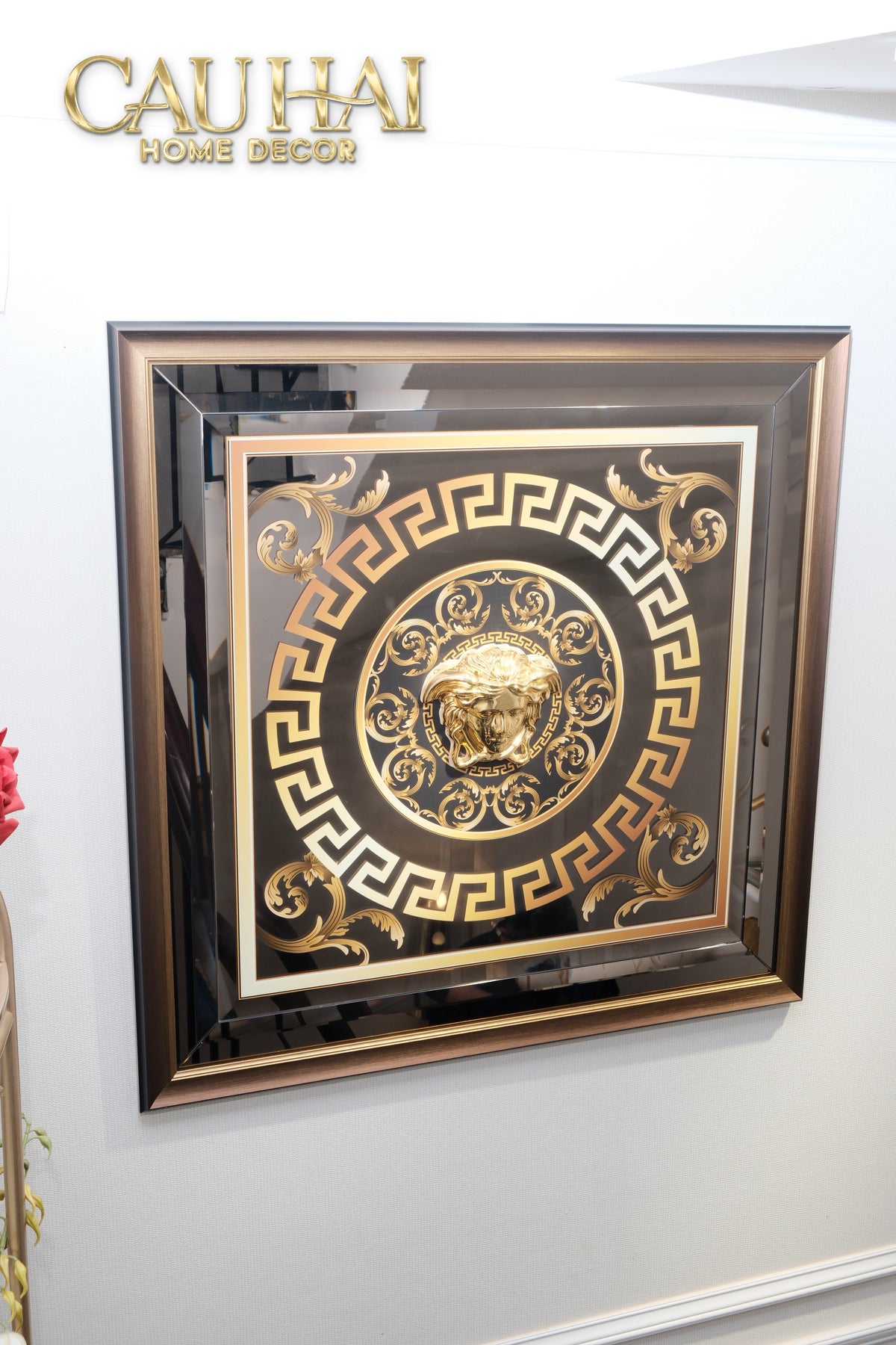 Tranh Gương Miroir Haute Joaillerie - Barocco Nero UV Medusa Iconic 90x90-TRANH TREO TƯỜNG-CẬU HAI HOME DECOR-CẬU HAI HOME DECOR