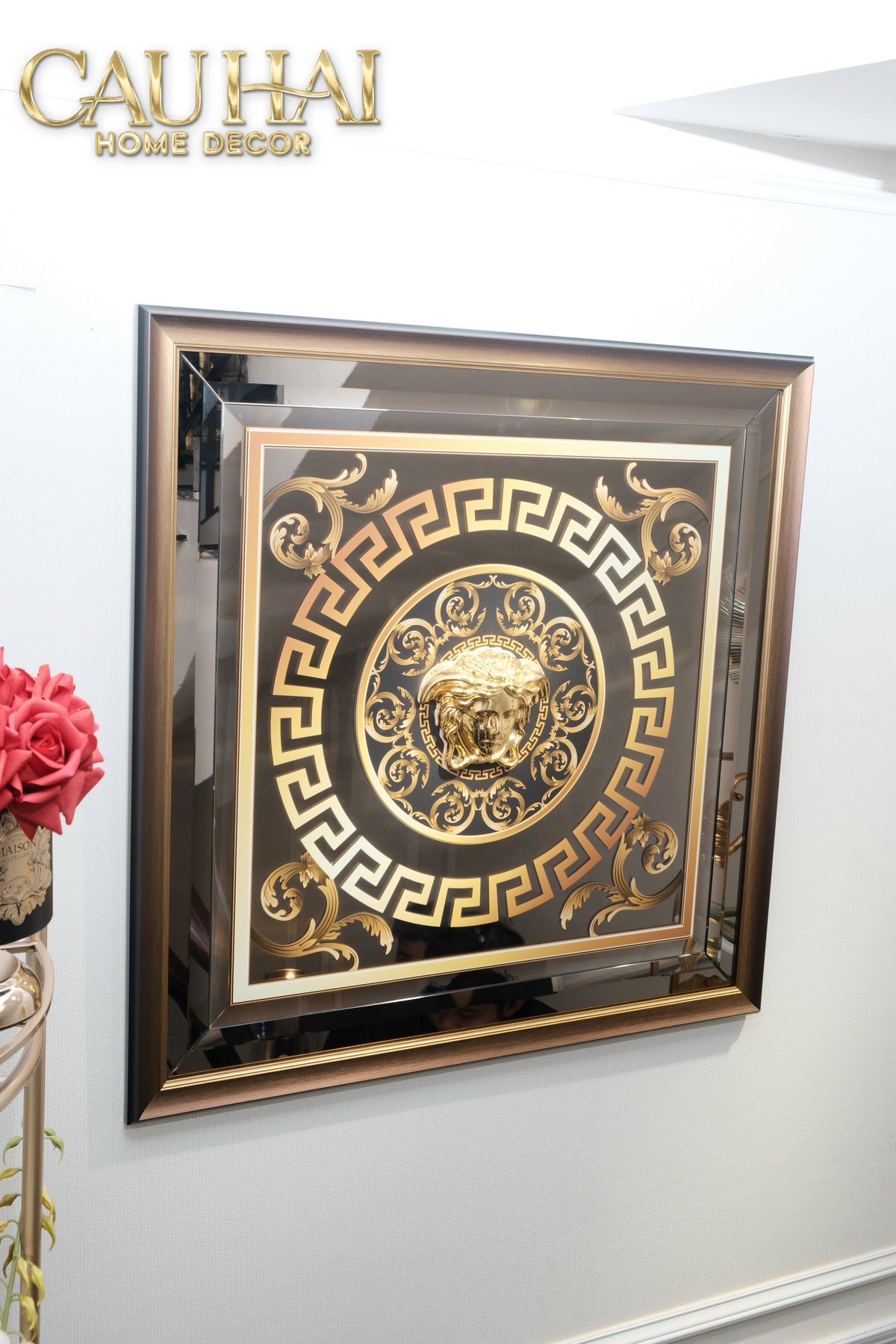 Tranh Gương Miroir Haute Joaillerie - Barocco Nero UV Medusa Iconic 90x90-TRANH TREO TƯỜNG-CẬU HAI HOME DECOR-CẬU HAI HOME DECOR