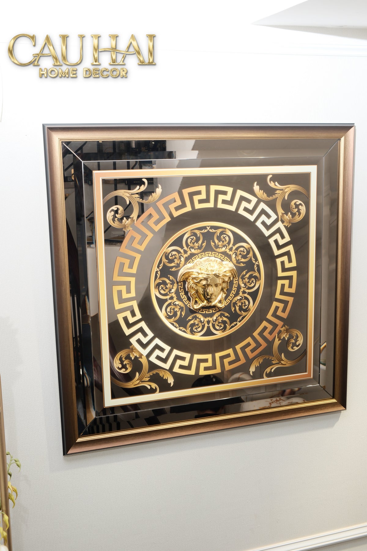 Tranh Gương Miroir Haute Joaillerie - Barocco Nero UV Medusa Iconic 90x90-TRANH TREO TƯỜNG-CẬU HAI HOME DECOR-CẬU HAI HOME DECOR