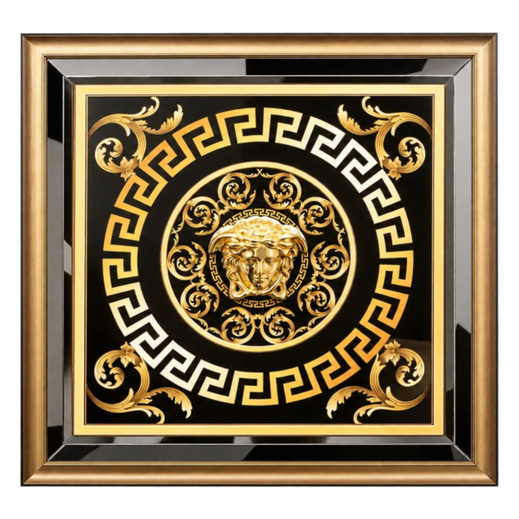 Tranh Gương Miroir Haute Joaillerie - Barocco Nero UV Medusa Iconic 90x90-TRANH TREO TƯỜNG-CẬU HAI HOME DECOR-CẬU HAI HOME DECOR